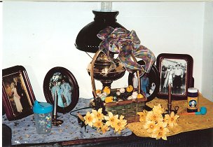 Ostara altar in the foyer